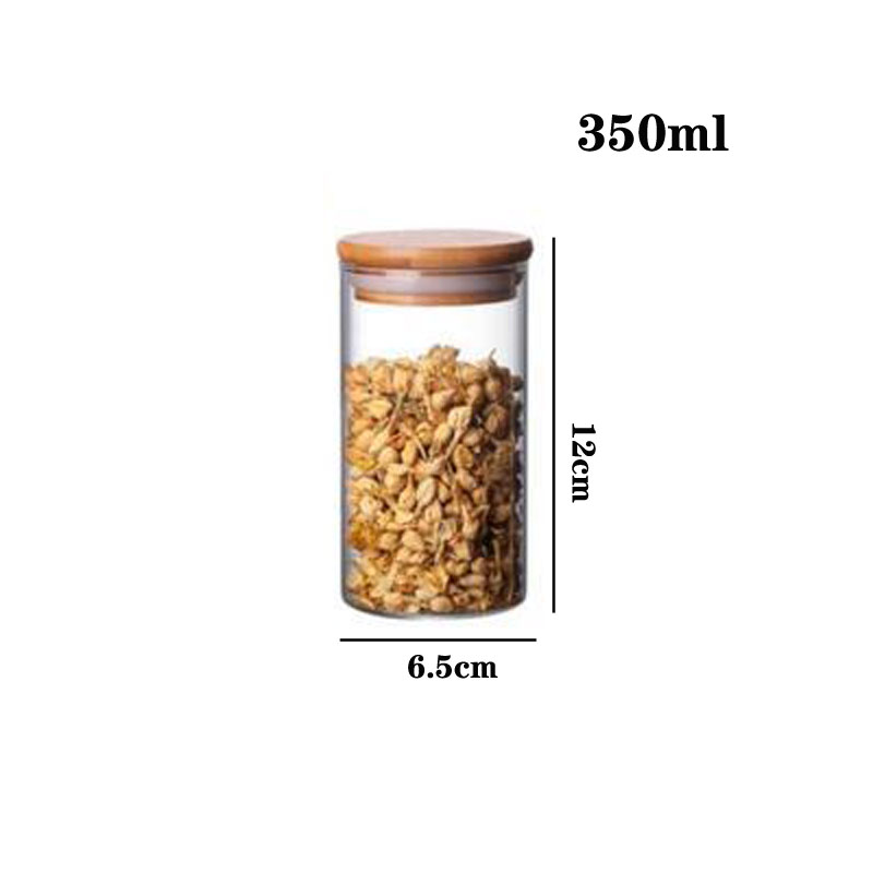 Glass Containers Food Glass Jars and Lids Glass Jar with Lid Kitchen Storage Box Organization Containers Bottle Spice Boats: 350ML