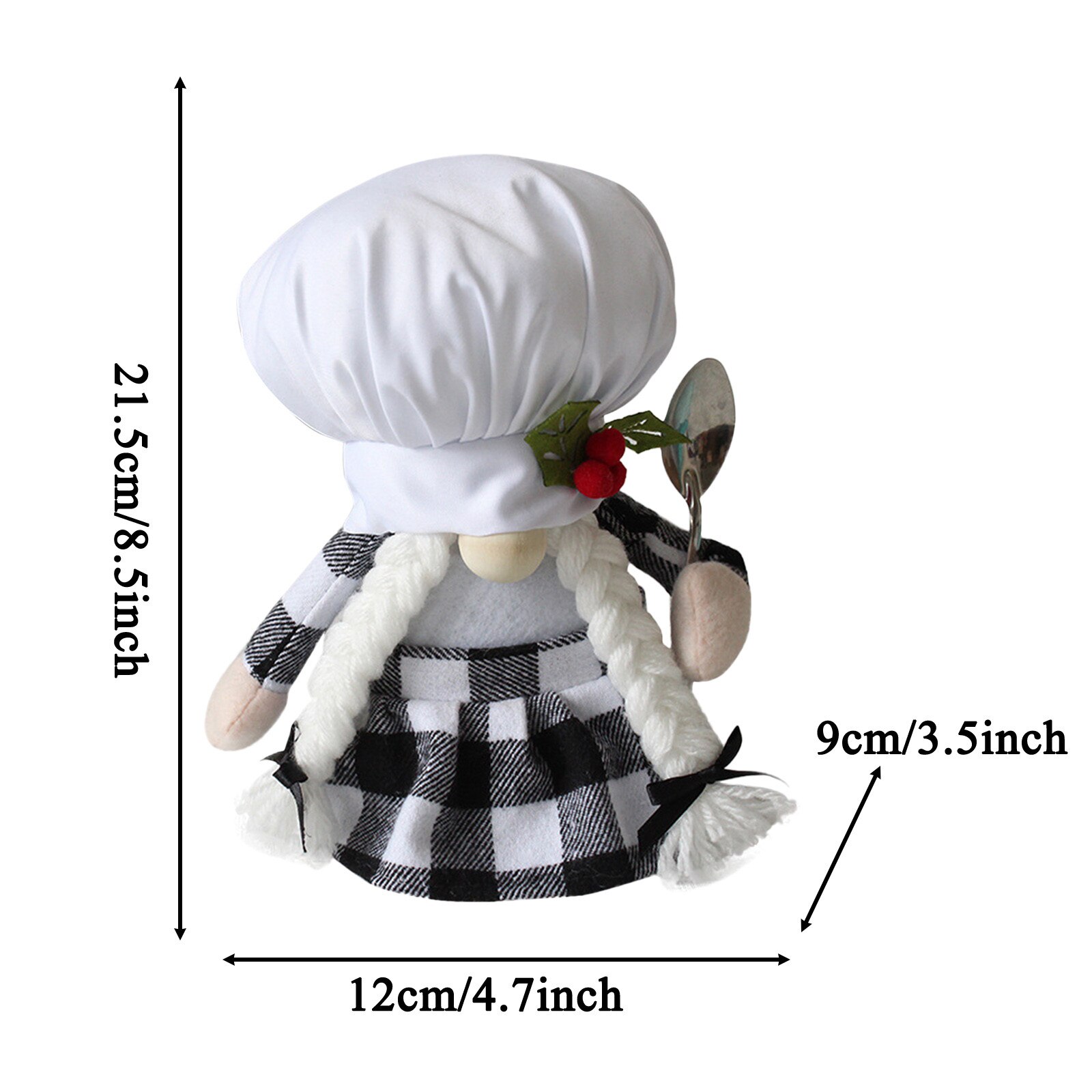 40# 2pc Mother Day Cooking Elf Long Legs Doll Plaid Kitchen Chef Gnomes Table Decor Kawaii Kidsroom Decoration Accessories