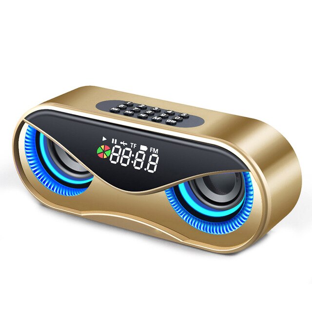 M6 Uil Bluetooth Speaker Draagbare Kolom Led Flash Draadloze Luidspreker Fm Radio Wekker Speaker Tf Aux Usb Music Center: gold