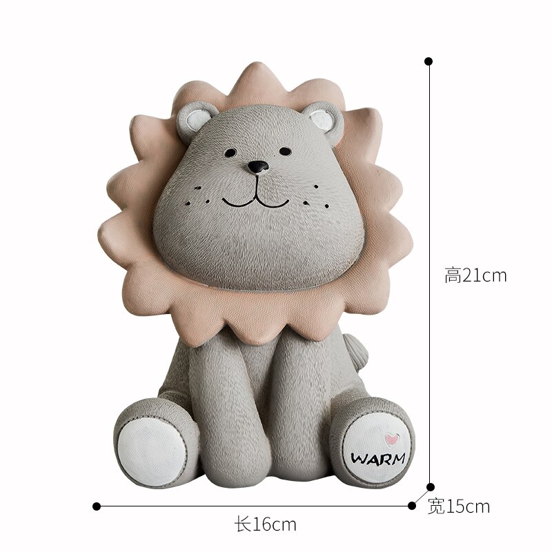 Dessin animé Lion tirelire résine créative ornements chambre café bureau placard bureau décoration de la maison enfants décor de mariage