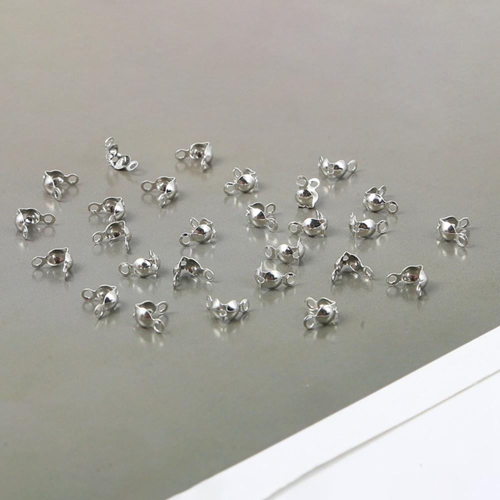 100 pcs/lot 4x7mm mousqueton connecteur fermoir boule chaîne Calotte fin sertissages perles connecteur composants pour bijoux à bricoler soi-même faisant Supplie: Rhodium