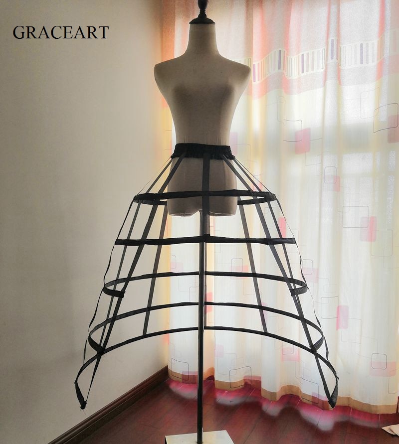 Jupe avec Cage Crinoline pour femme, jupon blanc et noir