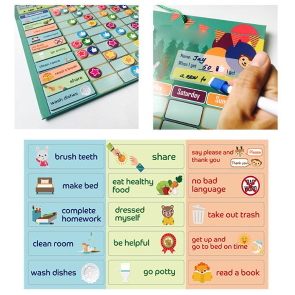Børn vækst selvdisciplin tabel magnetisk belønning adfærd pligter kort tavle pædagogisk bord børn legetøj