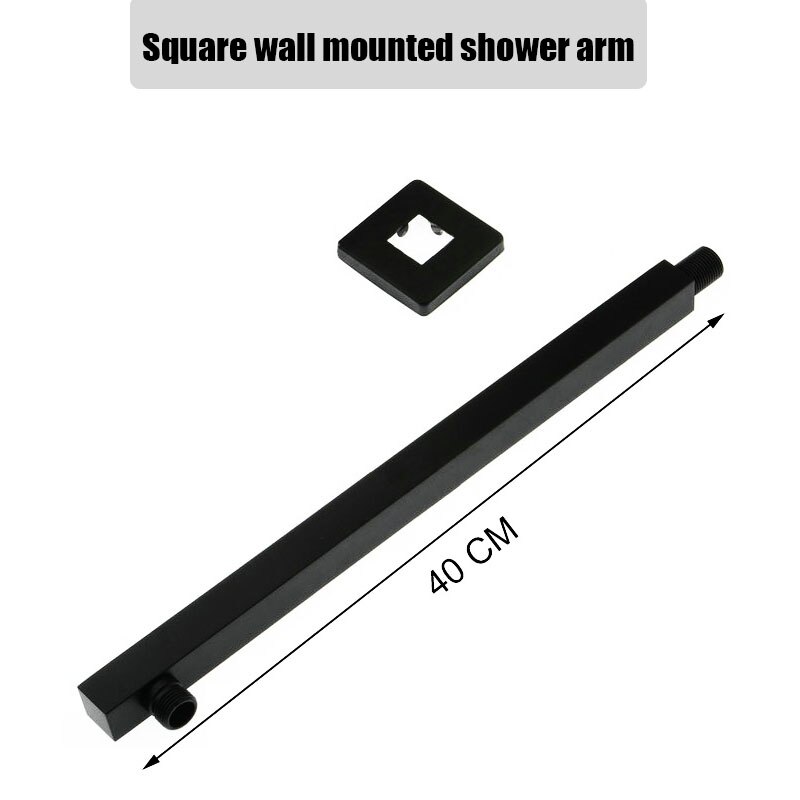 Black Round and Square Rain Shower Head Ultrathin 2 mm 8 10 12 Inch Choice Bathroom Wall & Ceiling Mounted Shower Arm: Square wall arm