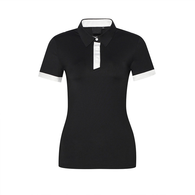 Sommer kvinder polo skjorter korte ærmer økologisk fiber skjorter kvinder toppe kvinder t-shirts kvinde toppe solide polo shirts: Sort / Xxl