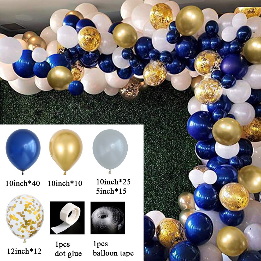 104pcs Navy Blue Balloons Arch Kit Silver and Gold Confetti Balloons for Baby Shower Birthday Party Decorations Wedding Globos: gold