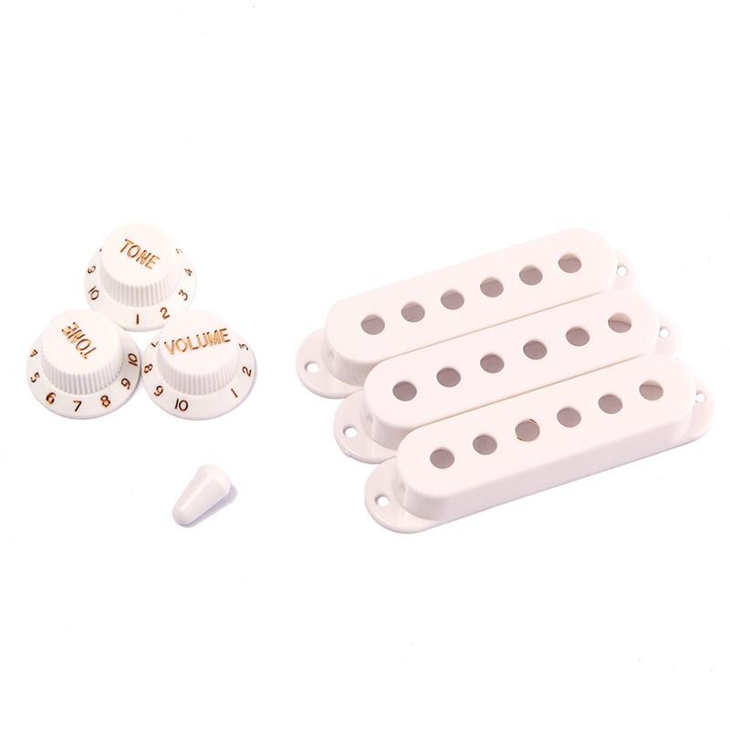 Strat Gitaar Pickup Covers Tone Knoppen Switch Tip Set Gitaar Accessoires Voor Fender Stratocaster Vervanging Accessoire Kit Deep: White