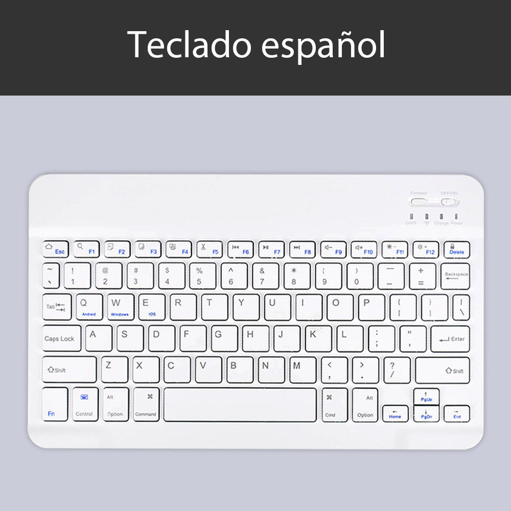 Für Android Ios Windows Bluetooth Wireless Tastatur Weiß Extra lange Standby-Tablet-Tastatur und Maus mit One-Click-Schalter: Dunkelblau