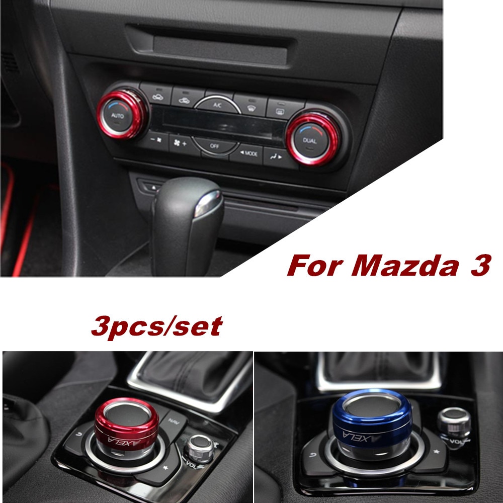 3 stks/set Aluminium Metal Airconditioning Knoppen Cover Decaration Voor Mazda 3 Axela Accessoires Auto Styling