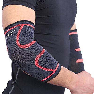 1pcs Elbow Compression Sleeves Support Gym Sport Elbow Protective Pad Absorb Sweat Basketball Arm Sleeve Elbow Brace cotoveleira: Red / L