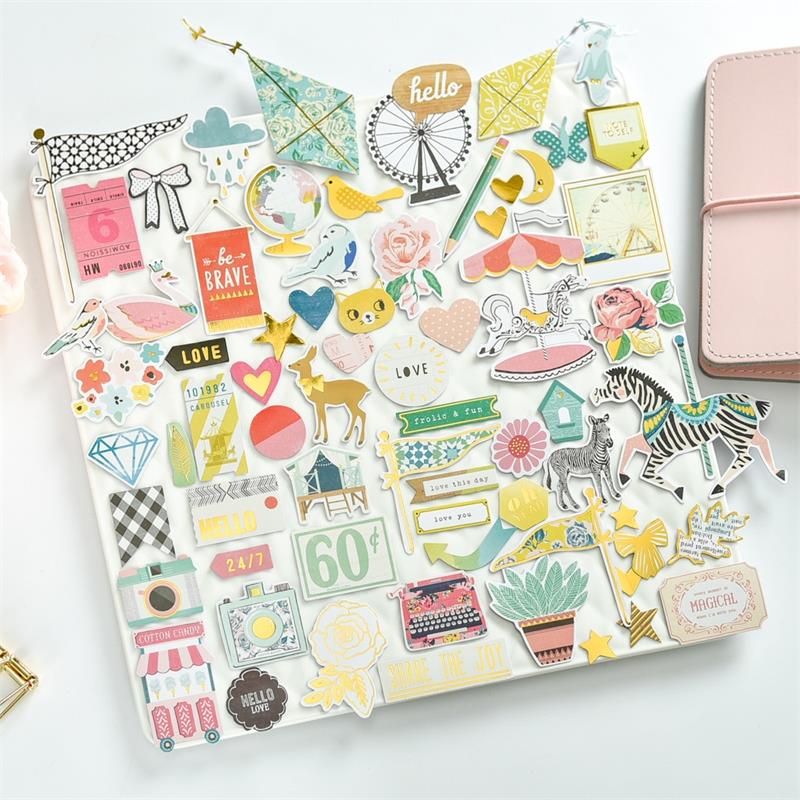 60pc Cute Animals Cardstock Die Cuts for Scrapbooking Happy Planner/Card Making/Journaling Project