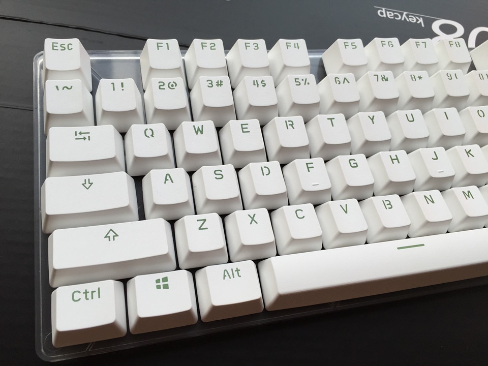 Double shot 108 key complete set White green words PBT keycap OEM Profile For MX Switches Mechanical Gaming Keyboard