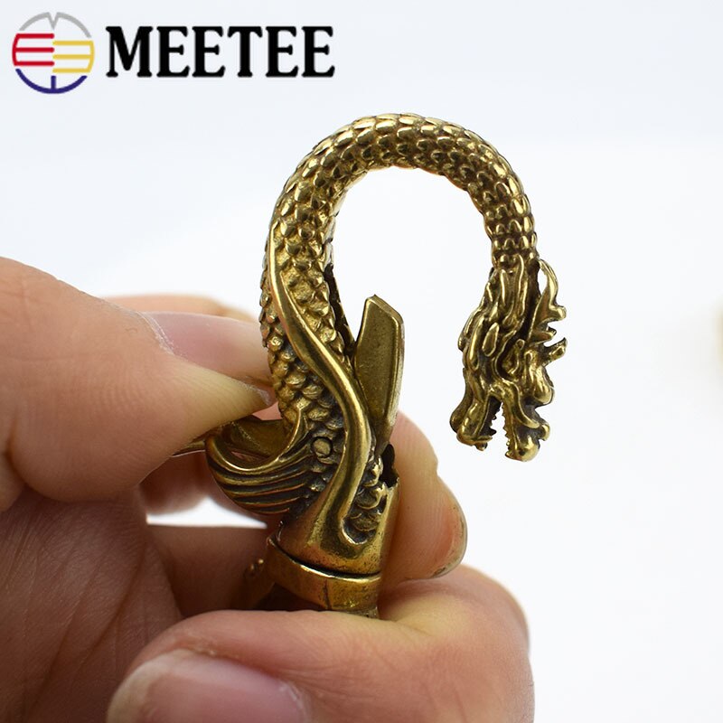 Retro Solid Brass Keychain Buckles Bottle Opener Waist Wallet Chain Belt Car Key Ring Hooks Clasps Pendanat DIY Leather Craft