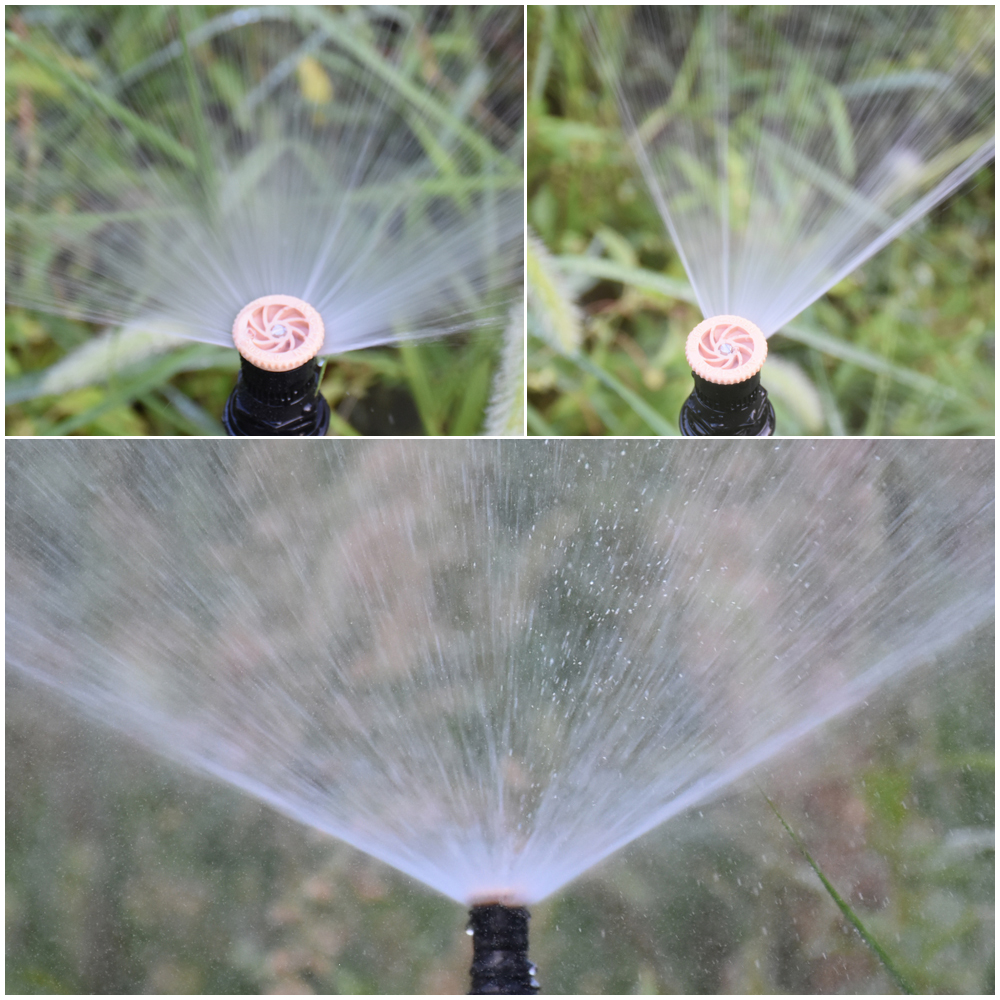 Gartenbewässerungssprinkler mit Kunststoff-Spitze-Unterstützung, 1/2 Zoll Gewinde, 0–360 Grad verstellbare Düse, landwirtschaftliche Gartenbewässerung