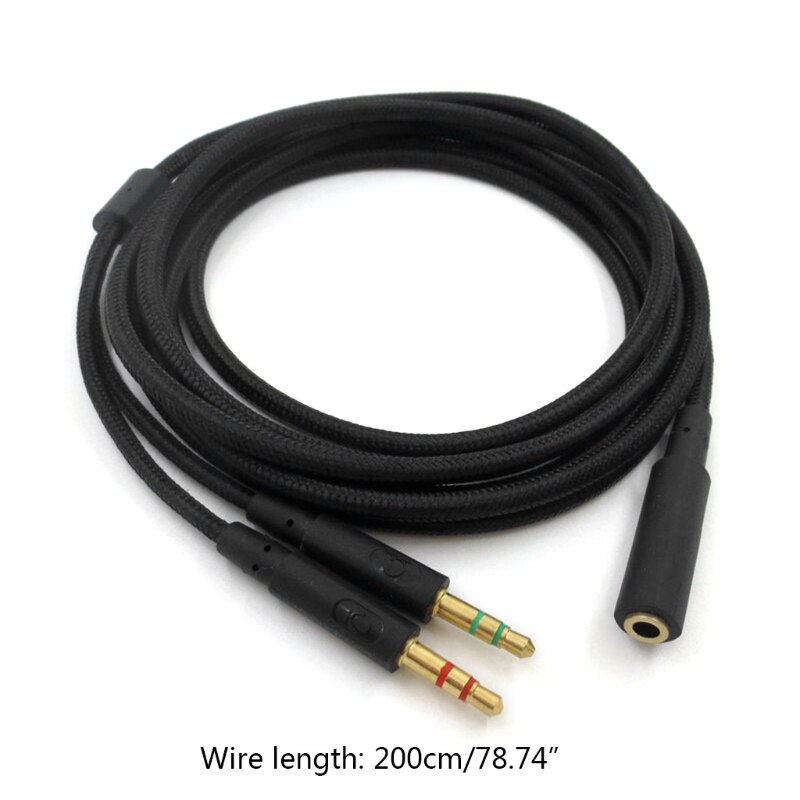 3.5mm uniwersalny 2 w 1 gamingowy zestaw słuchawkowy Audio-przedłużacz kabla do HyperX Cloud II/Alpha-/Cloud Flight/Core Headphone