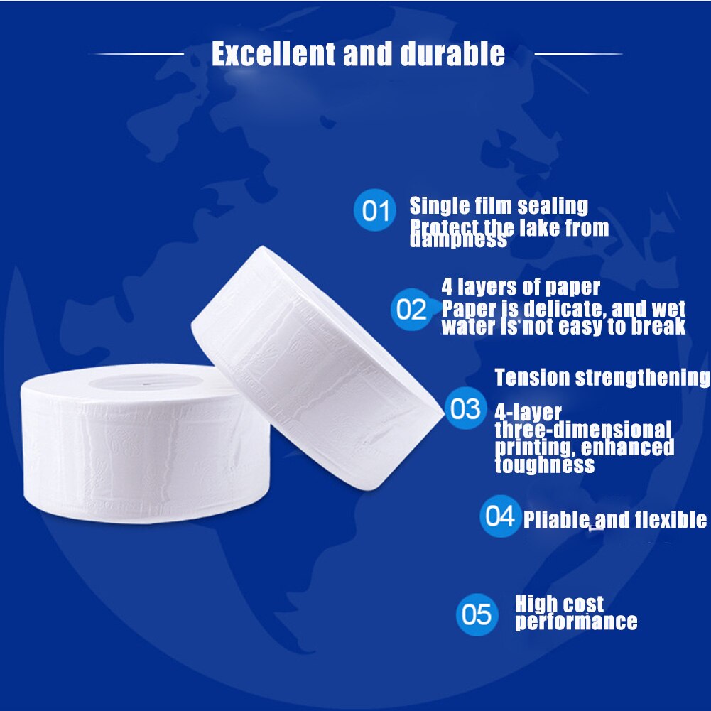 1 Roll 4-ply Paper Tissue Toilet Roll Paper Public Hotel Commercial Use HJL2019