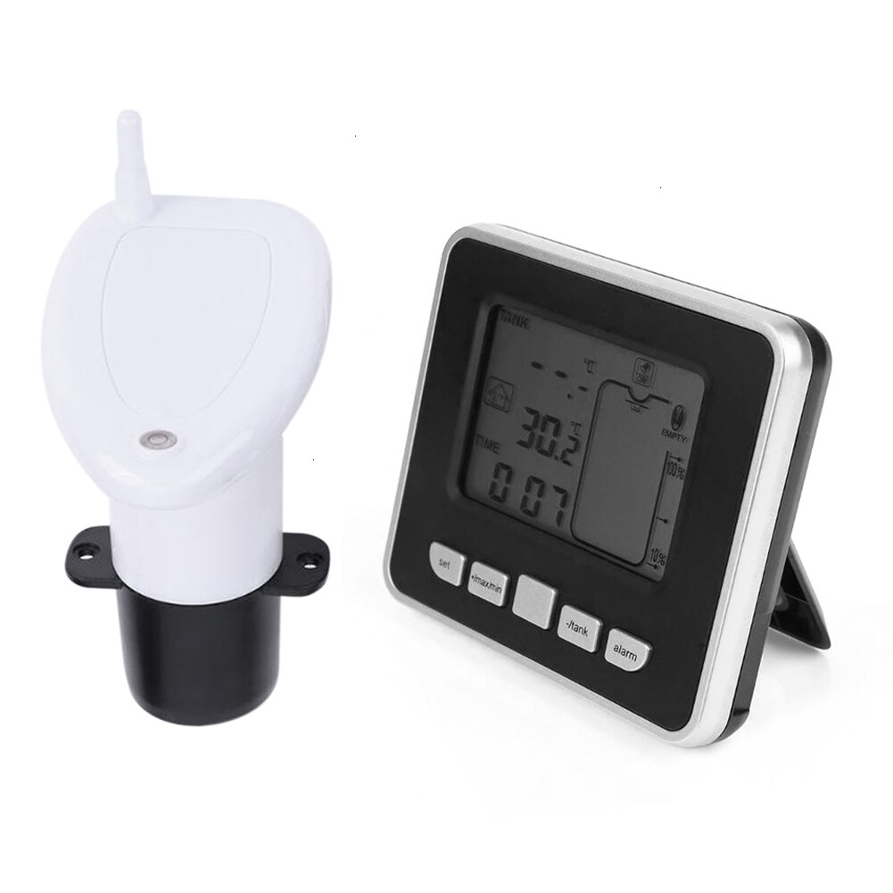 Ultrasone Watertank Niveau Meter Temperatuur Sensor Lage Batterij Vloeibare Diepte Indicator Tijd Alarm Zender Meetinstrumenten