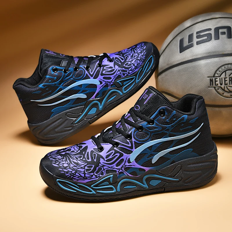 Basketballschuhe für Herren, Feldtraining, hoch oben, bequem, rutschfest, Sportschuhe, luxuriöse flache Schnür-Sneaker für Herren