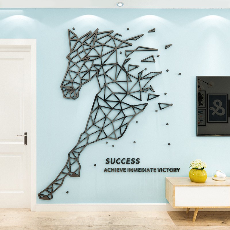 Einfache linie Pferd Acryl Zauberstab aufkleber 3d DIY Heimat Dekor wohnzimmer Spiegel Zauberstab aufkleber kreativität Heimat kunst Zauberstab Dekor