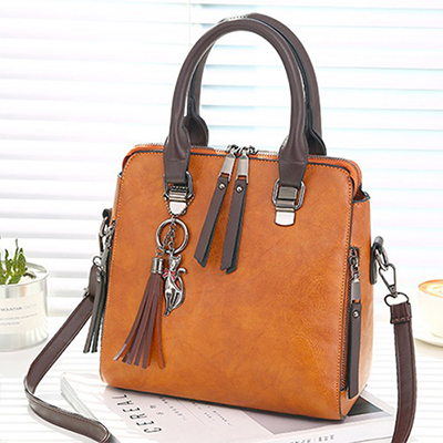 Vintage PU Lederen Dames Handtassen Vrouwen Messenger Bags TotesTassel Crossbody Schoudertas Boston Hand Bags: Brown