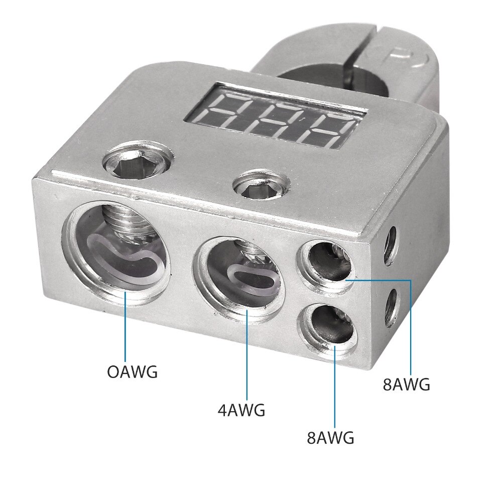 Car Battery Terminal Connectors Strong Versatility DC12V-24V Voltmeter 0 4 8 Gauge AWG Positive Negative Battery Clamp W/ Shims