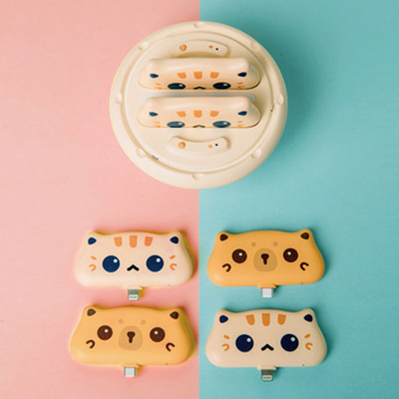 800mAh mini powerbank słodki kociak USB C przenośna obudowa z zewnętrzną baterią z lampką nocną doprowadziło kreskówka szybka moc ładowania