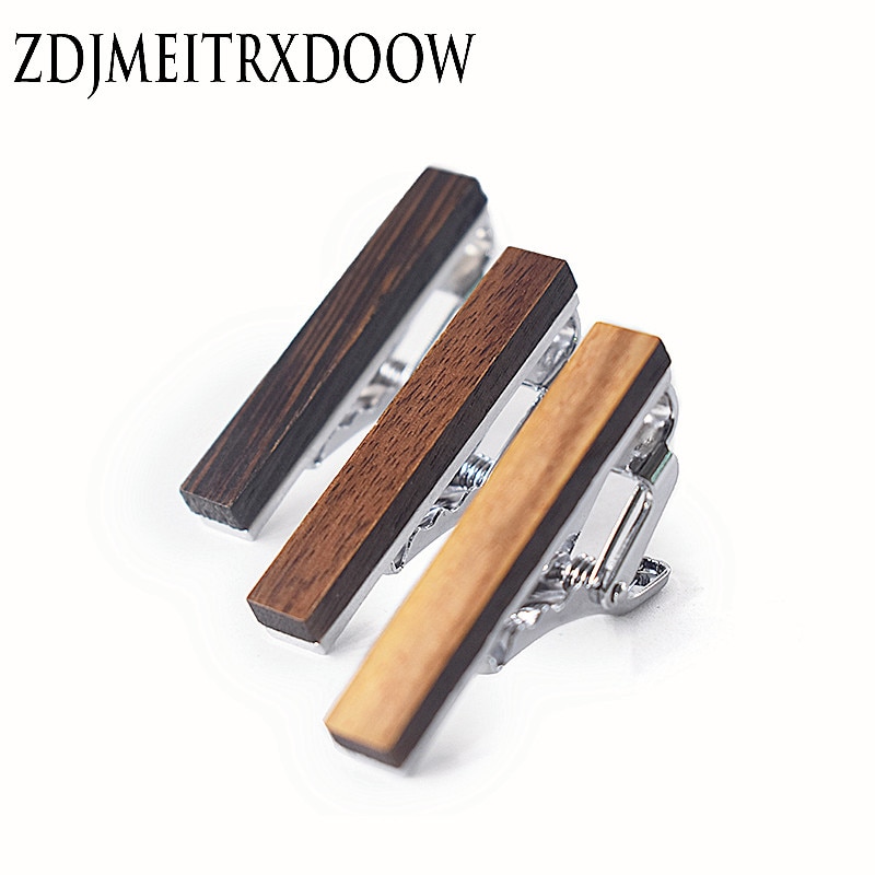 ZDJMEITRXDOO Men Vintage Wood Alloy Copper Metal Necktie Bar Groom Wedding Business Wooden Romantic Neck Tie Clips Pin