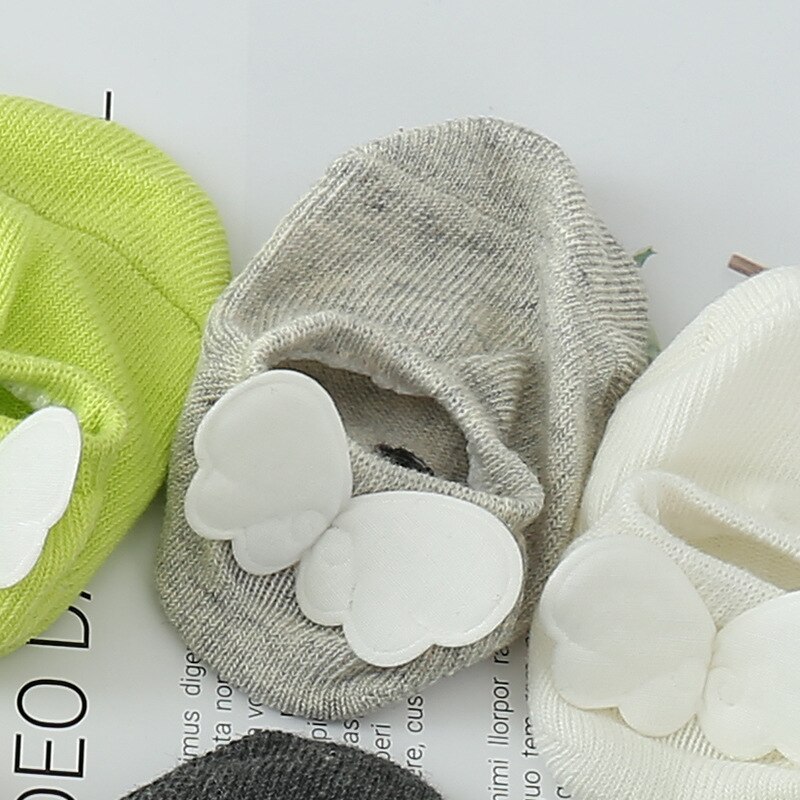 Calzini estivi per bambini calzini corti per bambina in morbido cotone per bambini con suola in gomma calzini antiscivolo per bambini: Gray / 1-3Y