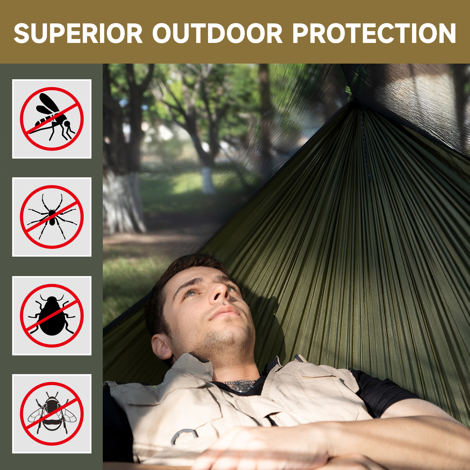 Ultraleichte Outdoor-Hängematte mit Ridgeline, Camping-Hängematte aus Nylon mit Baumgurt, ideal für Camping, Wandern, Rucksackreisen