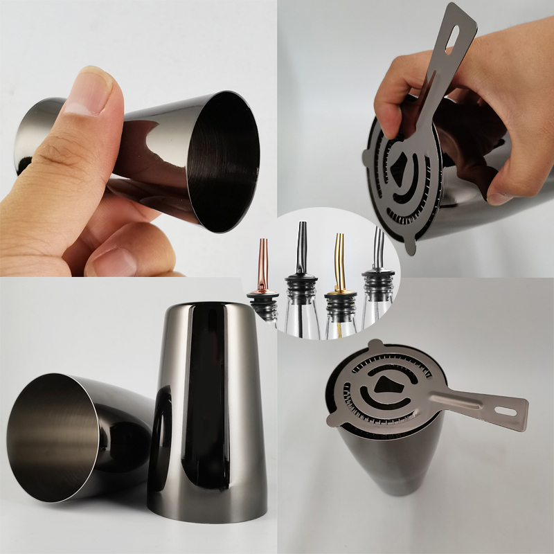 Black/Gold/Rose Gold Boston Cocktail Shaker Set 3-12 Pcs Bar Tools Set Martini Bartending Shakers Kit with Stylish Stand Recipe