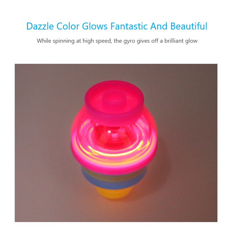 Colorful Flash Spinning Top Plastic Luminous Ejection handle Gyroscope flashing Pressure Gyro Children's Classic Toys