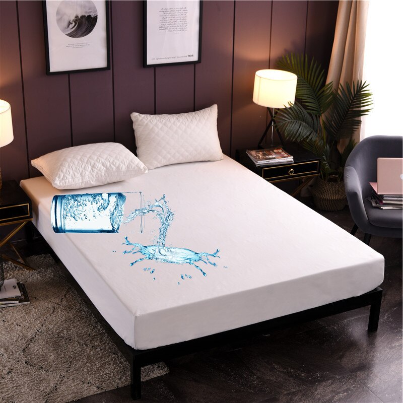 Waterproof Mattress Cover Anti-mite Hypoallergenic Fitted Sheet Solid Color Breathable Mattress Protector Queen King Size