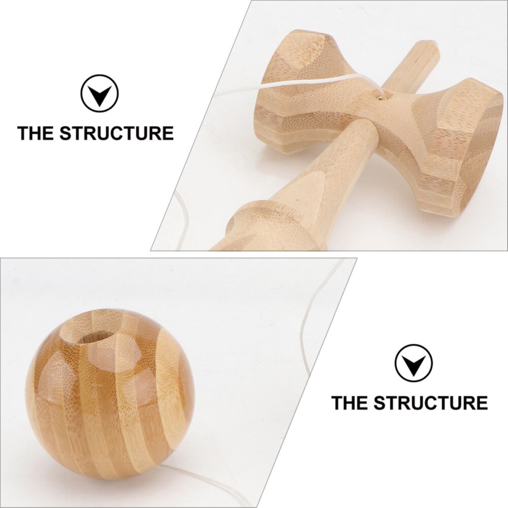 1PC 6CM Interesting Wooden Kendama Bamboo Splicing Technique (Burlywood)