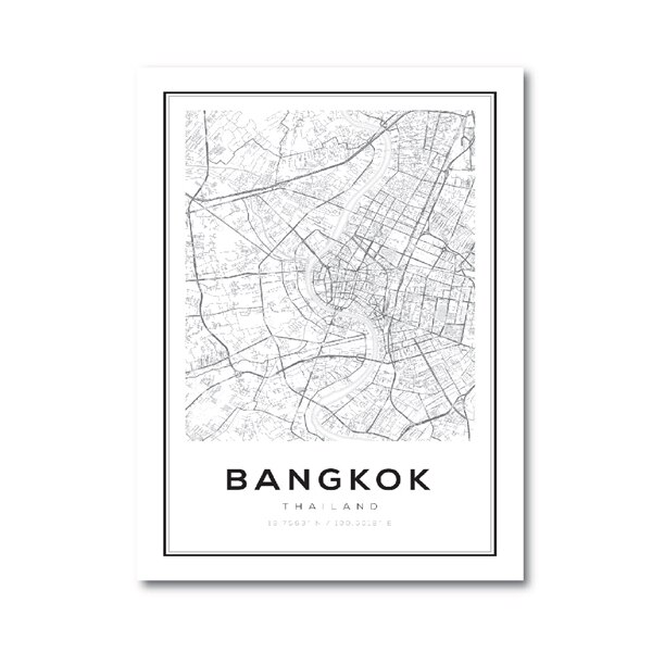 Bangkok Map Posters En Prints, thailand Reizen Stad Kaart Canvas Schilderij Moderne Chiang Mai Kaart Foto Thuis Wall Art Decor: A5 15x21 cm No Frame / 01