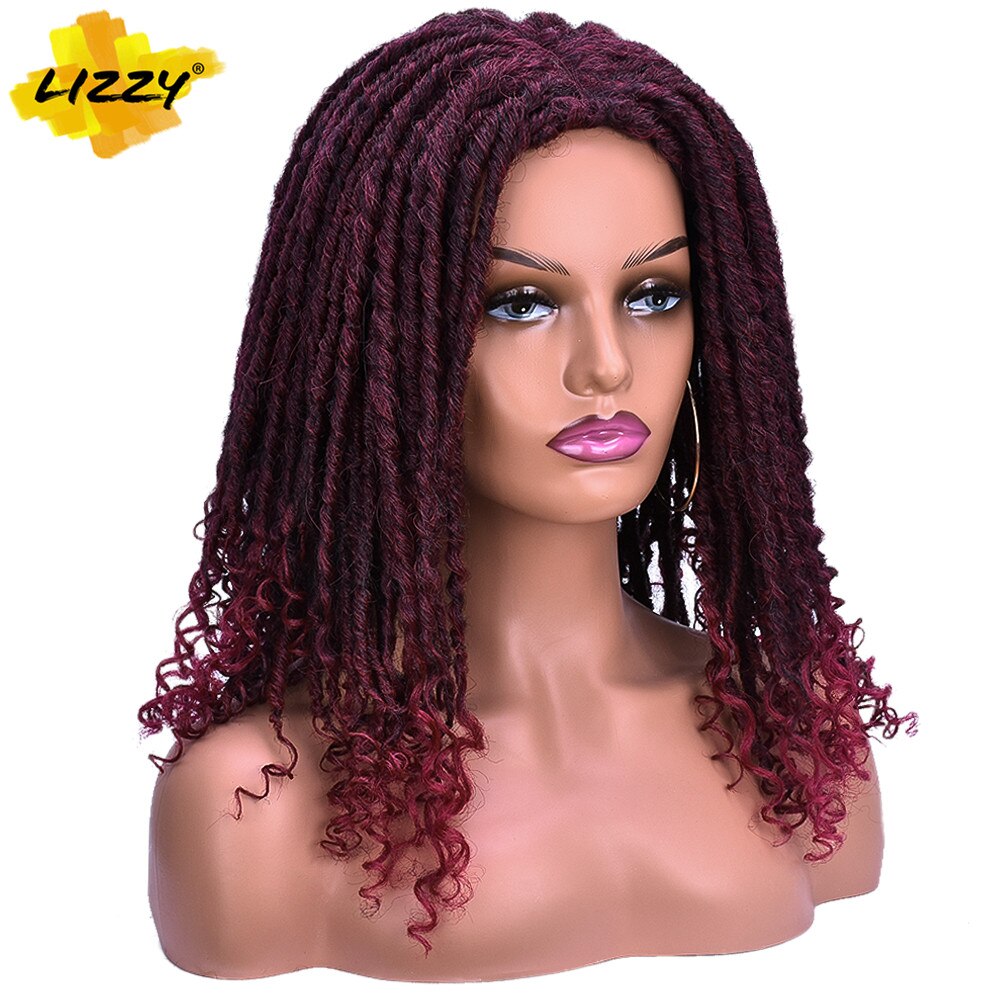 14Inch Godin Faux Locs Pruik Haak Twist Gevlochten Haar Pruiken Voor Zwarte Vrouwen Ombre Dreadlock Soul Godin Locs Korte haar Lizzy