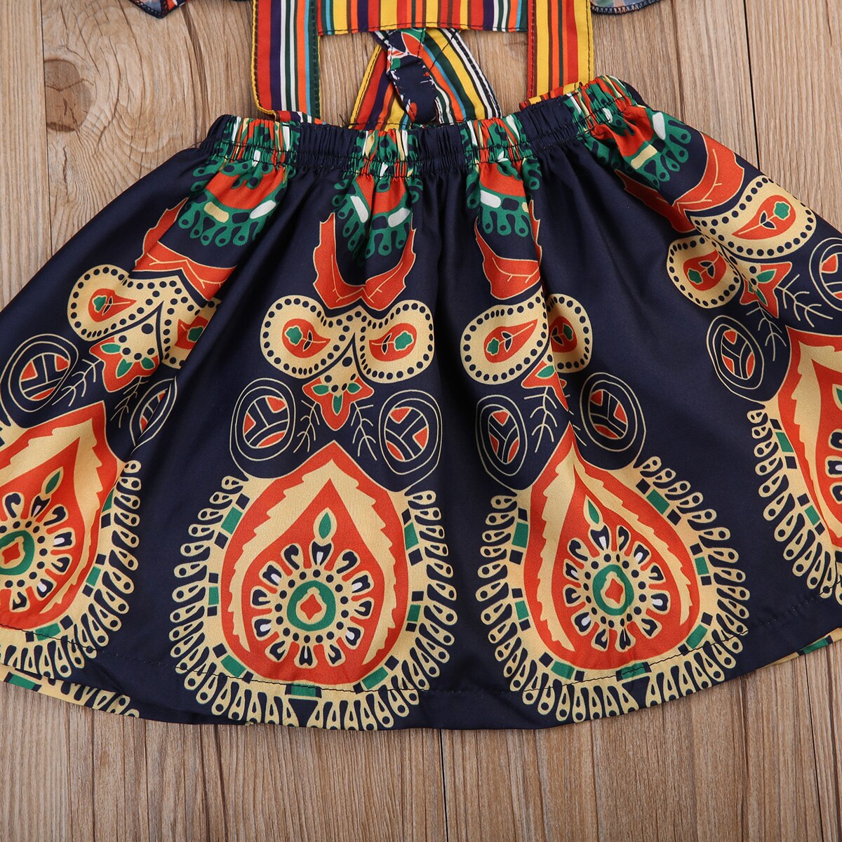 Märke boho småbarn bebis barn flickor sommar blommig ryggklänning strandfestklänningar etnisk stil blommiga klänningar 1-6t