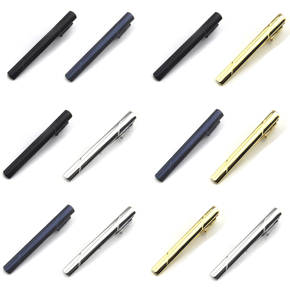 2 paquets hommes sergé rayure 6CM pince à cravate de mariage fête cravate Clips BWTZF0006A