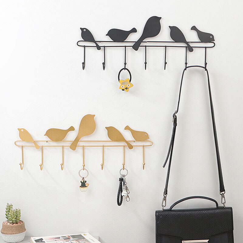 Nordic Decoration Bird Hook Key Holder Wall Shelf Key Holder Shelves For Bedroom Key Hanger Kitchen Storage Rack Hanger