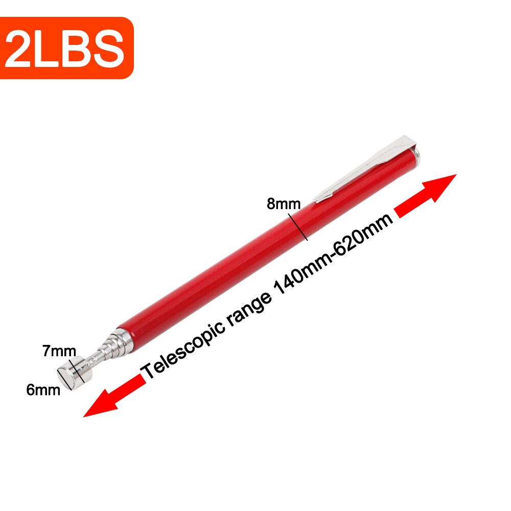 Portable Mini Telescopic Magnetic Pick Up Tool Magnet Pen with Light Extendable Pickup Rod Stick for Picking Up Nut Screws Bolt: 2 LBS No Light