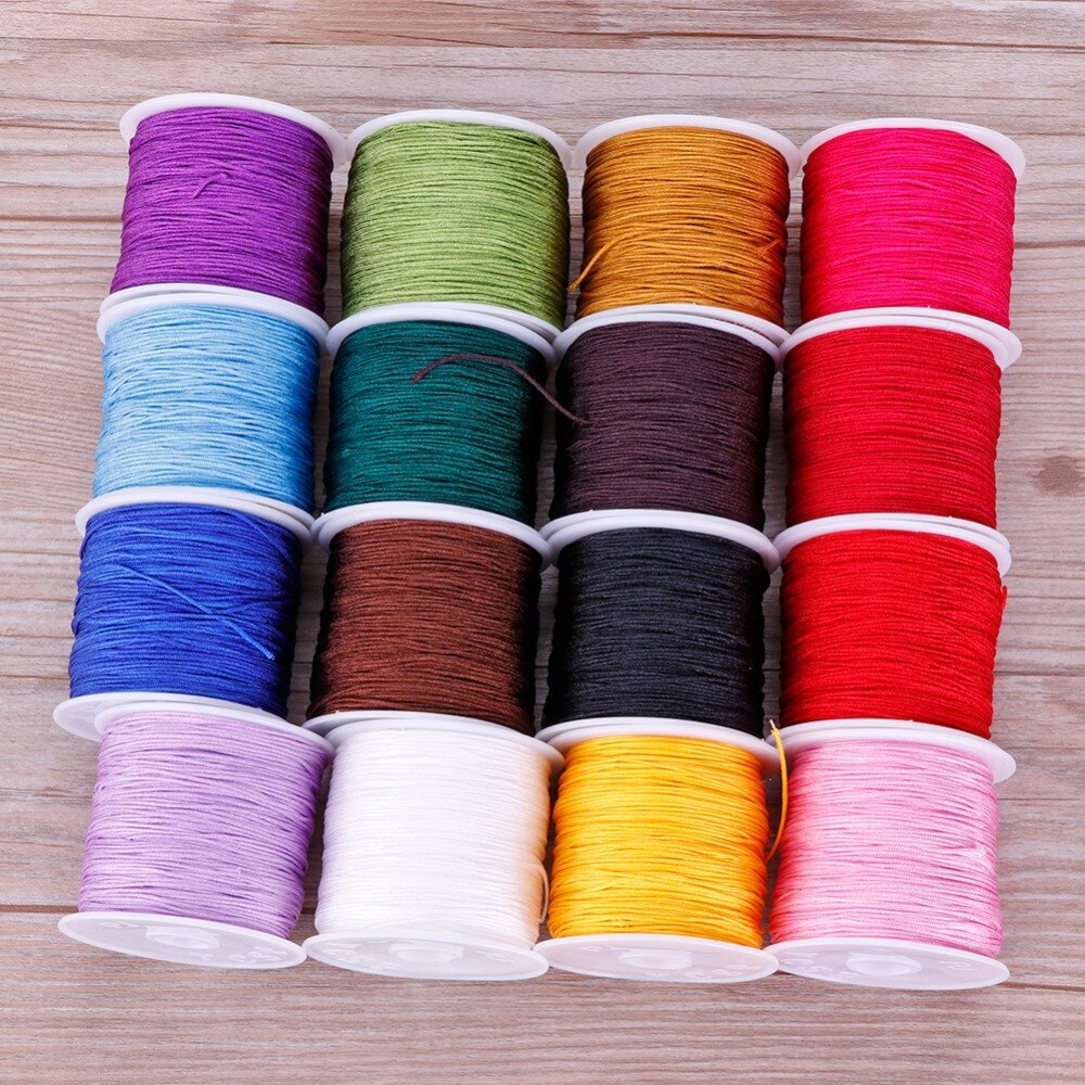 45m/ rollen kleurrijke beginners nylon chinese knoop armband handwerk koord draad macramé diy kralen koord koord gevlochten koord