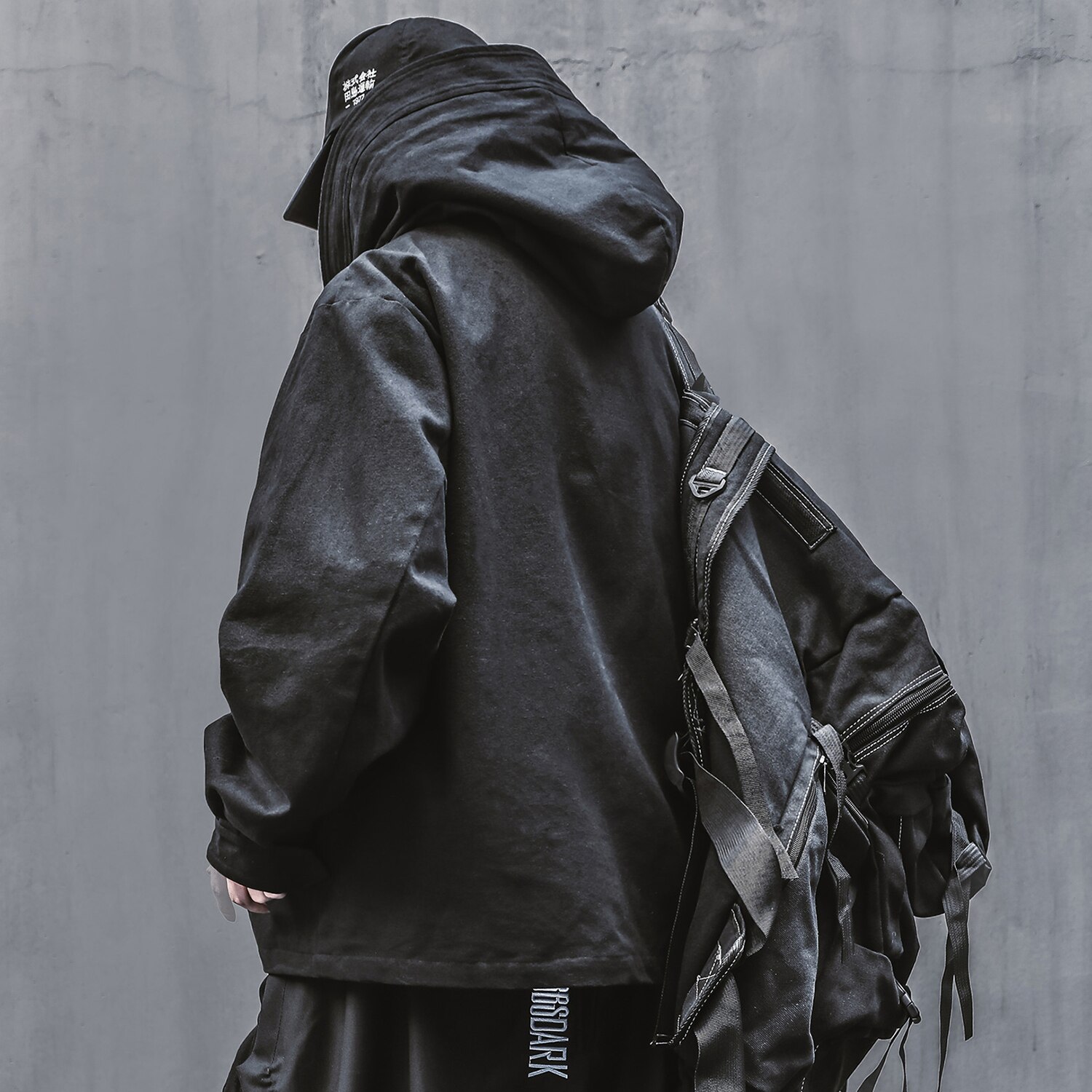 Streetwear techwear jakke med hette for menn