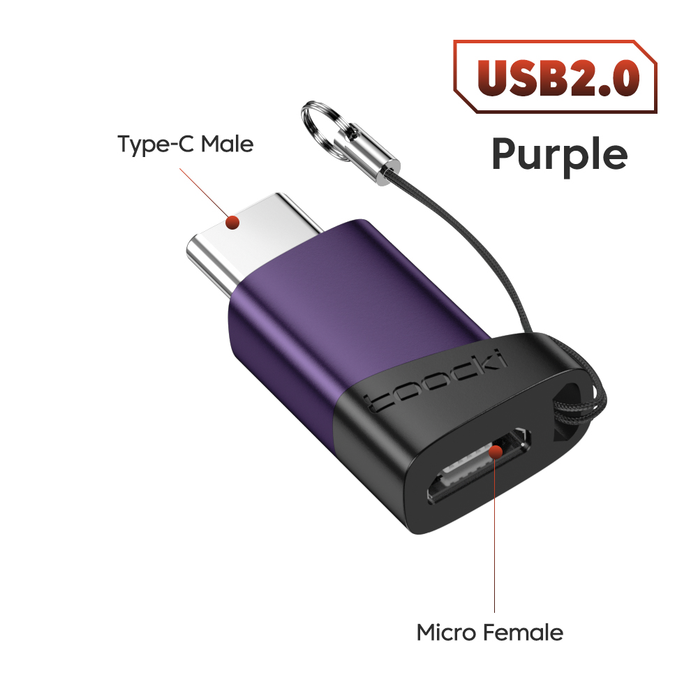 Toocki OTG Adapter Type C to USB Micro USB to Type C Adapter OTG USB to Type C Converter For Macbook Xiaomi Samsung Huawei OPPO: Srebrny