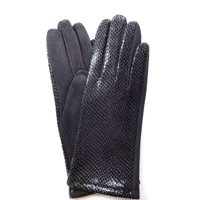 Gants à écran tactile pour femmes | Hiver, motif de serpent en Faux cuir d'animal, gant de conduite, daim velours épais, gant léopard H87: H87 B Black