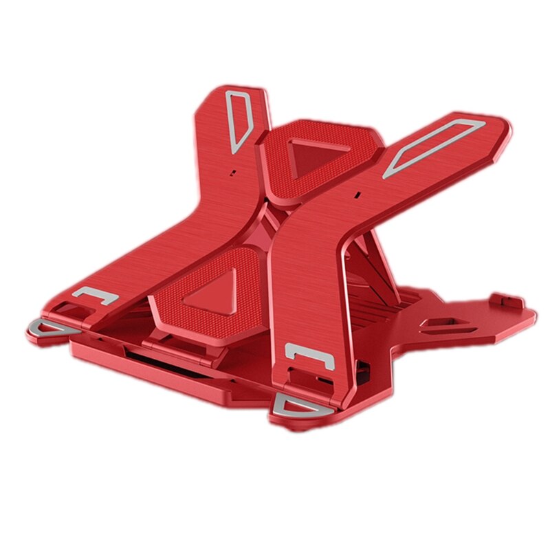Laptop Stand with Phone Holder - Foldable Computer Lift with 360 Rotating Swivel Base - Adjustable Portable Mac Book Stand for D: Red