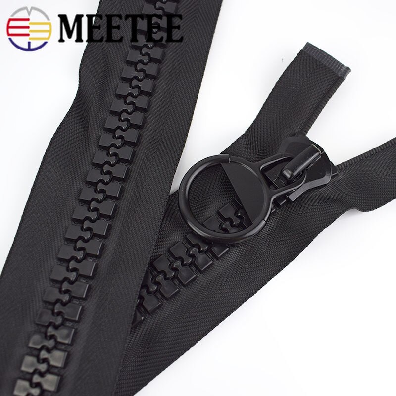 Meetee 1Pc 60/75/100/150/200cm 20# Extra Large Resin Zipper Black Open-End Auto Lock Zip DIY Down Jacket Coat Sewing Accessories