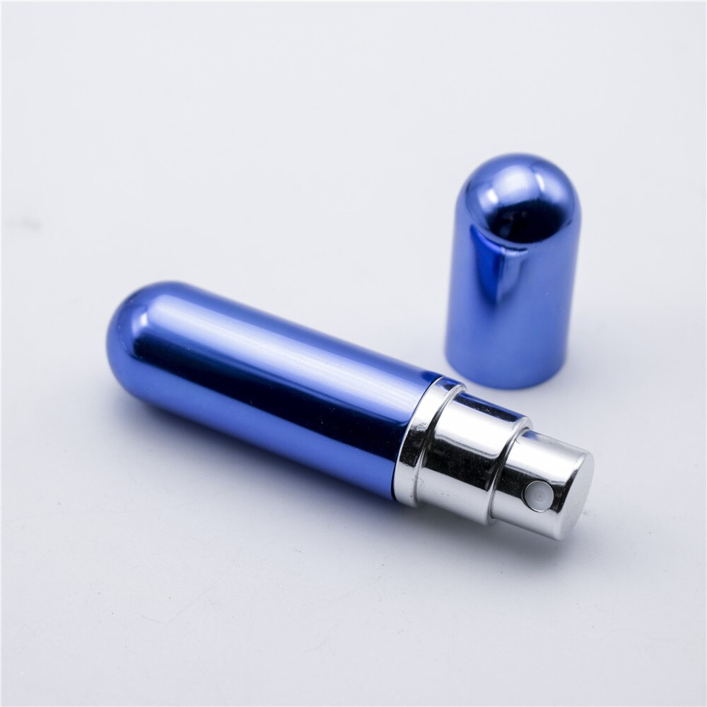 1PC 5ML recargable portátil viajero Mini aluminio atomizador en Spray frasco de Perfume vacío envases cosméticos para el viajero: 5ml-blue