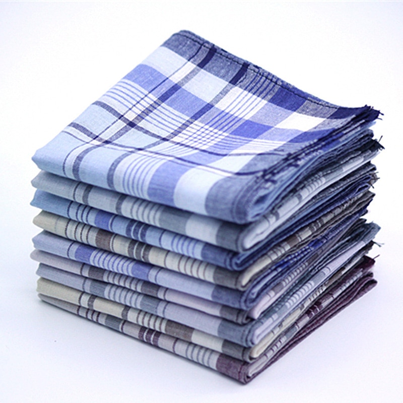 10Pcs Vintage Plaid Streep Zakdoek Mannen Pocket Pleinen 100% Katoen Business Casual Borst Handdoek Zakdoeken Sjaals 20