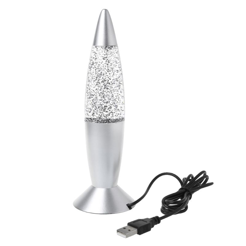 3D Rocket Multi Color Changing Lava Lamp RGB LED Glitter Night Light Jan-23