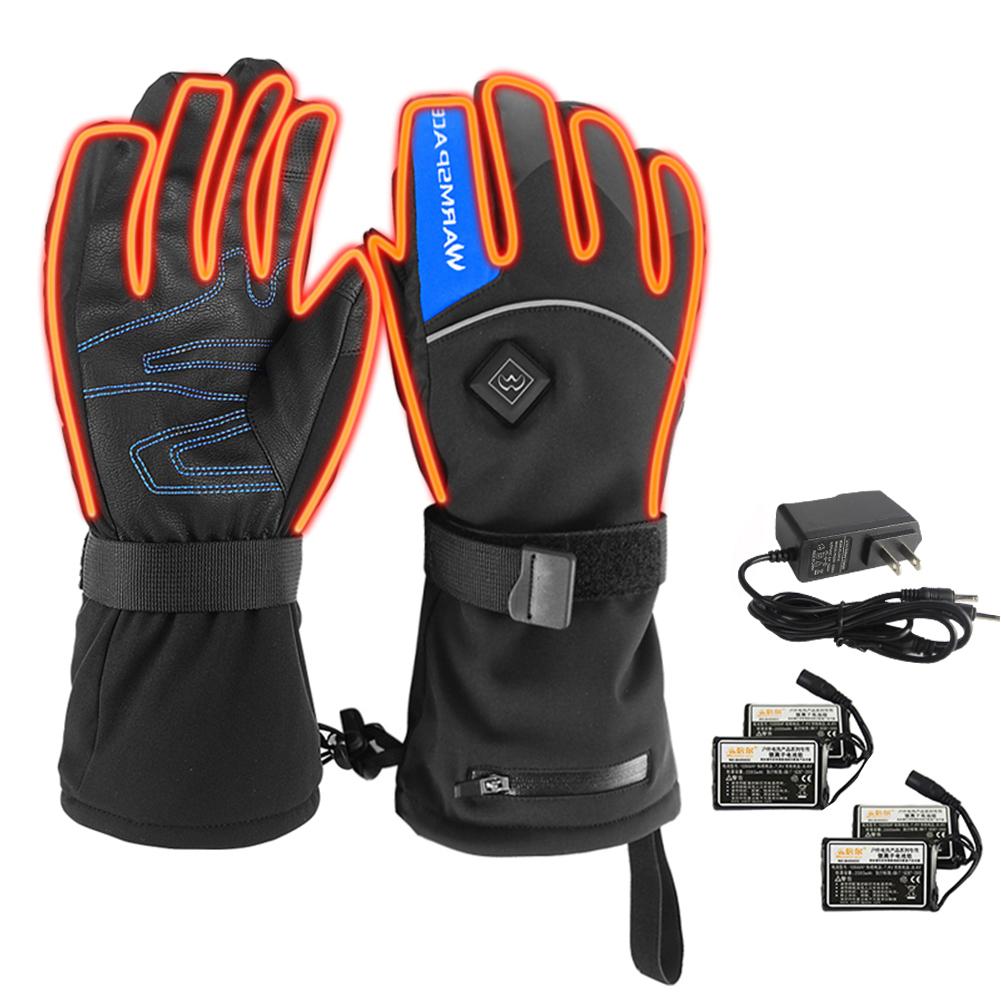 Unisex Heated Gloves Motorcycle Gloves Battery Powered Electric Heat Gloves Waterproof Winter Thermal Riding Skiing Gloves: US  XL