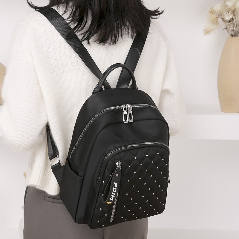 Mochila de viaje con de tachuelas para mujer, bonita estilo escolar, de , duradera, con entramado de diamantes